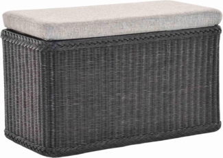 Krines Home Wäschetruhe Rechteckige Truhe Sitztruhe gepolstert mit Deckel Natur-Rattan (Wäschebox mit Inlett), Sitzbank mit Stauraum