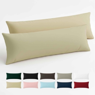 Kissenbezug 40x145 Baumwolle Renforcé (2er-Set) - Beige - Dicht gewebt mit 57 Fäden/cm² - Kissenbezug 40x145 cm - Oeko Tex Zertifiziert - Dreamzie