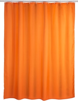 WENKO Anti-Schimmel Duschvorhang Uni Orange, 180 x 200 cm, waschbar