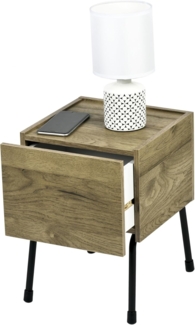 Movian, Nachttisch/Nachttisch aus Holz/Beistelltisch mit Schublade und Regal/Beistelltisch, Einfache Montage, modularWohnzimmer, Schlafzimmer, Arbeitszimmer - Night stand - IWST-300 - Aschbraun