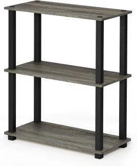 Furinno Compact Regalständer mit 3 Ablageflächen, holz, Französische Eiche Grau/Schwarz, 28. 96 x 28. 96 x 75. 18 cm