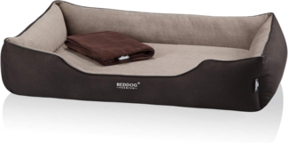 BedDog PREMIUM Orthopädisches Hundebett CLARA, Memory Foam, mit abnehmbaren Bezug MELANGE (beige/braun), (XXL) ca. 110x75x25cm