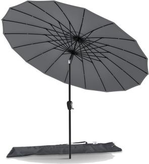 VOUNOT Shanghai Sonnenschirm 270 cm Rund mit Kurbelvorrichtung, Knickbar, Sonnenschutz UV-Schutz, Balkonschirm Gartenschirm Marktschirm mit Schutzhülle, Grau