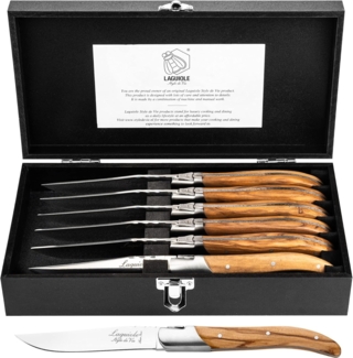 Steakmesser-Set Luxury Line 6-tlg. 22 cm, Griffe aus Olivenholz naturfarben