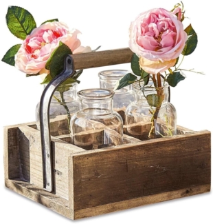 Mirabeau Übertopf Vase 4er Set mit Korb Reverie braun/klar