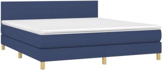 vidaXL Boxspringbett mit Matratze & LED Blau 180x200 cm Stoff 3133579