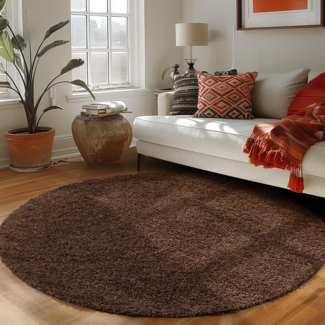 Carpettex Hochflor-Teppich Unicolor - Einfarbig, Rund, Höhe: 30 mm, Einfarbig Shaggy Teppich Wohnzimmer Langflor versch. farben und größen