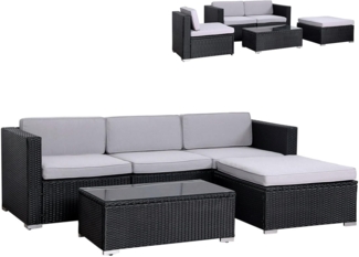 SVITA CALIFORNIA Polyrattan Lounge Rattan Set Sofa Garnitur Gartenmöbel schwarz