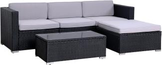 SVITA CALIFORNIA Polyrattan Lounge Rattan Set Sofa Garnitur Gartenmöbel schwarz