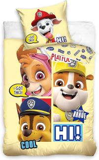 bettbezug Paw Patrol 100 x 135 cm Baumwolle gelb