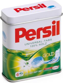 Erzi 21201 Waschmitteltabs Persil aus Holz in der Dose, Kaufladenartikel für Kinder, Rollenspiele