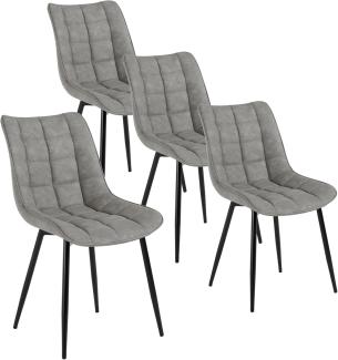 WOLTU 4 x Esszimmerstühle 4er Set Esszimmerstuhl Küchenstuhl Polsterstuhl Design Stuhl mit Rückenlehne, mit Sitzfläche aus Kunstleder, Gestell aus Metall, Grau, BH207gr-4