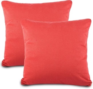 aqua-textil Classic Line Baumwoll Kissenbezug 2er-Set 40x40 cm Kirsch rot e Kissen Bezug Reißverschluss Jersey Kissenhülle