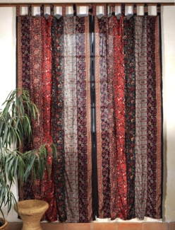 Guru-Shop Vorhang Boho Patchwork Vorhänge, 1 Paar Bohemia Gardine..