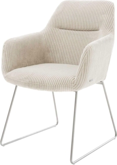 Esszimmerstuhl Pejo-Flex Cord Beige Kufengestell Edelstahl Taschenfederkern