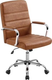 Yaheetech Bürostuhl ergonomischer Schreibtischstuhl, Drehstuhl mit Rollen, Bürohocker mit Armlehnen, Arbeitsstuhl mit Rückenlehne, Chefsessel Belastbar bis 130kg, Rostbraun