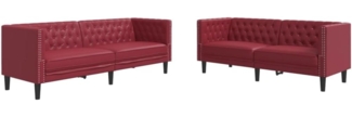 vidaXL 2-tlg. Chesterfield-Sofa-Set Weinrot Kunstleder 3209278
