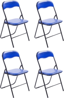 CLP 4er Set Klappstuhl Felix Klappbarer mit Kunstleder PVC Sitz Gepolstert,blau/schwarz