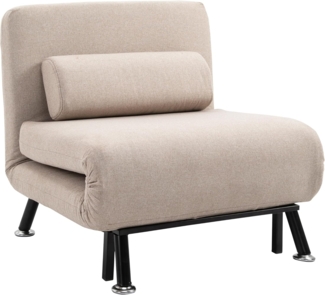 HOMCOM Sessel mit Bettfunktion, Rückenkissen (Klappbett mit Bettfunktion, 1-St, Schlafsessel), für Schlafzimmer, Beige, 75cm x 70cm x 75cm