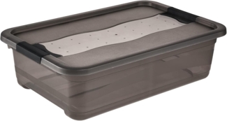 keeeper Aufbewahrungsbox mit Deckel und Schiebeverschluss, 28 l, Transparent, Crystal Grey