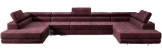 Designer Sofa Taormina mit Schlaf- und Klappfunktion (Samt) Bordeaux