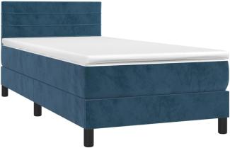 vidaXL Boxspringbett mit Matratze & LED Dunkelblau 90x200 cm Samt, Härtegrad: H2 [3134445]
