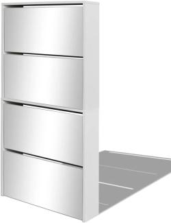vidaXL Schuhschrank mit 4 Fächern Spiegel Weiß 63×17×134 cm 273936