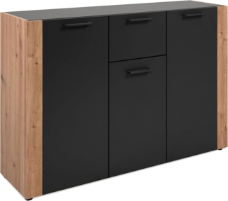 Finori Cento 01B Kommode, anthrazit / Dekor Artisan Oak | Maße: B x H x T ca. 125,5 x 85 x 34,5 cm