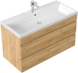Badmöbel Via 100 SoftClose eiche gold mit grifflosen Schubladen : Eiche Gold