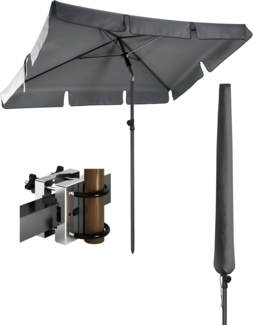 4smile Sonnenschirm Balkon SunnyShade - Sonnenschirm Balkon 3-in-1 SET, Anthrazit - Sonnenschirm rechteckig 200x125 cm + Metall Sonnenschirmhalter Balkongeländer SunnyEasy + Sonnenschirmhülle