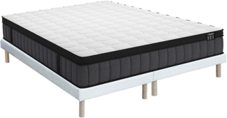 Vente-unique - Set aus Polster-Bettgestell + Hybridmatratze - 180 x 200 cm - 7-Zonen-Taschenfederkern & Memory-Schaum-Gel - Stärke 25 cm - TOLCA von YSMÉE