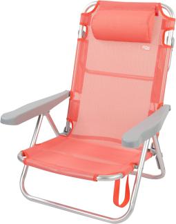 AKTIVE 62628 62628-Strandstuhl klappbar, Beach, Strandstuhl niedrig, mit Kissen, Liegestuhl, 5 Positionen Koralle, mit Tragegriff, 60 x 47 x 83 cm, Höhe 21 cm, Metall Other, Flamingo X1