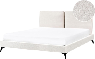 Bett mit Lattenrost Bouclé MELLE 160 x 200 cm Cremeweiß