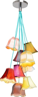 Kare Design Hängeleuchte Saloon Flowers 9 Lampenschirme, Multicolor-blumenmuster, 116 x 60 x 60 cm (H/B/T)