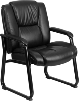 Flash Furniture Hercules Big & Tall Chefsessel, 227 kg Traglast, getuftetes LeatherSoft, Empfangsstuhl mit Kufengestell, Metall, Schwarz, 1 Stück