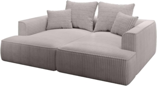 Vente-unique - Sofa 3-Sitzer - tiefe Komfortsitzfläche - grob gerippter Cord - Hellgrau - PINETA