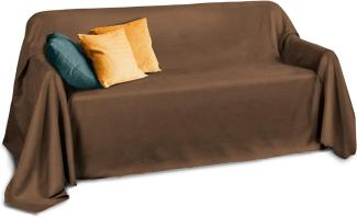 Beautissu Romantica Tagesdecke Plaid Wildlederoptik Dunkelbraun, 280 x 210 x 1 cm