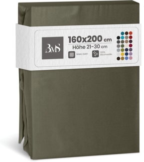 Mako-Satin Spannbettlaken dark olive 160x200cm Höhe 21-30cm