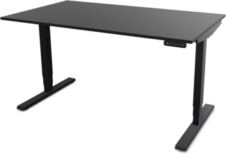 ASSMANN Elektrisch höhenverstellbarer Schreibtisch Y-Line 120x70cm Schwarz Schwarz Metall Holz Melaminoberfläche