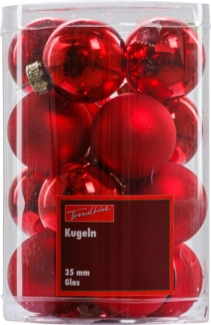 TrendLine Christbaumkugeln 16 Kugeln Ø 3,5 cm Glas Rot Weihnachtskugeln
