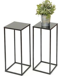 2x DanDiBo Blumenhocker Metall Schwarz Eckig 62,5 cm Blumenständer Beistelltisch 434 Blumensäule Modern Pflanzenständer Pflanzenhocker