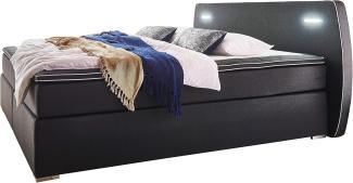 Atlantic Home Collection REX180-LED04 Boxspringbett inklusive LED Beleuchtung und Topper, Schwarz, 180x200 cm