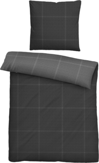 biberna Mako-Satin Bettwäsche 0614606 KARO, titanium, 1x 135x200 cm + 1x 80x80 cm