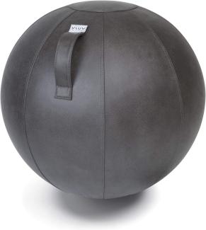 VLUV VEEL Sitzball, ergonomisches Sitzmöbel für Büro und Zuhause, Farbe: Elephant (dunkelgrau antik), Ø 60cm - 65cm, Bezug aus Mikrofaser-Kunstleder, robust und formstabil, mit Tragegriff