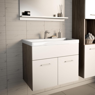 Waschtisch mit Waschbecken Krildihana 61x40x50 cm Eicheoptik/Weiß [en. casa]