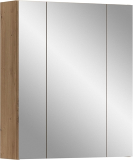 xonox. home – Spiegelschrank Ice 60 x 70 x 18 cm in Korpus und Front Artisan Oak Nachbildung – Spiegelschrank mit dunkler Holzoptik – funktional & modern