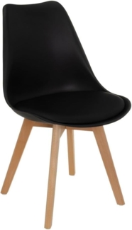 Set mit 4 Stühlen aus PP und Holz in Schwarz und Natur