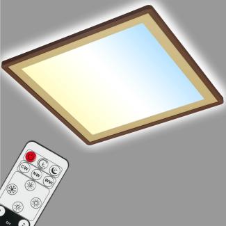 BRILONER Leuchten - LED Deckenlampe mit Backlighteffekt, Slim LED Deckenleuchte CCT, Ultra Flach, Dimmbar, Fernbedienung, 420 x 420 x 29 mm, Braun-Gold