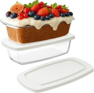 Navaris Brotbackform Vielseitige Ofenform stapelbar - Auflaufform Glas mit Deckel, (2-tlg), Borosilikat Auflaufform mit Deckel - 1,8L Aufflaufformen 2er Set