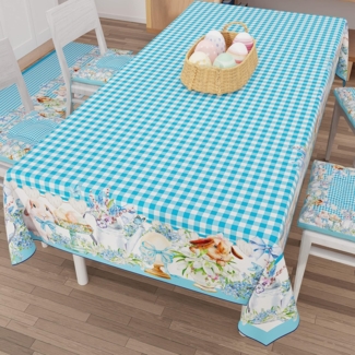 PETTI Artigiani Italiani - Tischdecke Ostern schmutzabweisend rechteckig Tischdecke Ostern Küche Design Vichy X6-Sitzer (140x180 cm) 100% Made in Italy